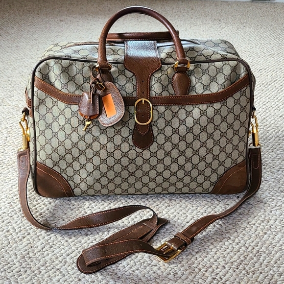 GUCCI suitcase oversized large travel satchel vintage, GG logo RARE original key - Picture 1 of 14